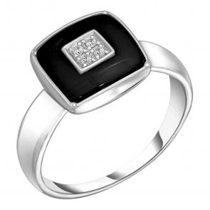 Серебряное кольцо Золотые узоры с керамикой и цирконием 90-01-6380-00 фото