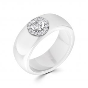 Серебряное кольцо Золотые узоры с керамикой и цирконием 90-01-6971-01 фото