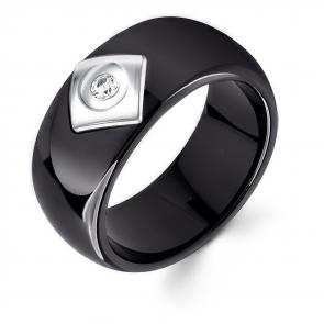 Серебряное кольцо Золотые узоры с керамикой и цирконием 90-01-7284-00 фото