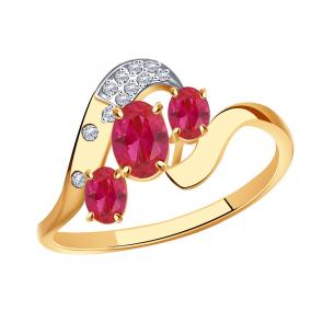 Золотое кольцо Александра с бриллиантом и рубином 9010001ск-2 фото