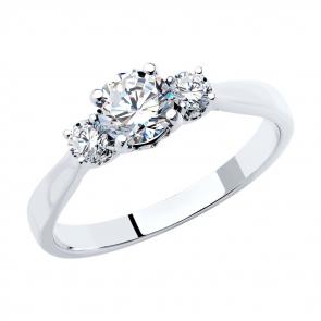 Кольцо из белого золота SOKOLOV с бриллиантом выращенным 9010084-5 фото