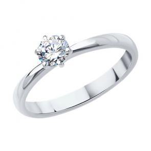 Кольцо из белого золота SOKOLOV с бриллиантом выращенным 9010127-5 фото