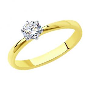 Кольцо из лимонного золота SOKOLOV с бриллиантом 9010129-57 фото