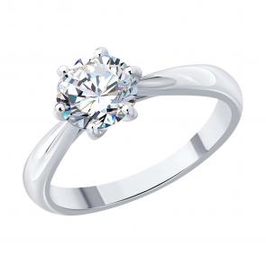 Кольцо из белого золота SOKOLOV с бриллиантом выращенным 9010142-5 фото