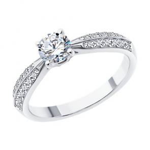 Кольцо из белого золота SOKOLOV с бриллиантом выращенным 9010153-5 фото