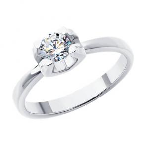 Кольцо из белого золота SOKOLOV с бриллиантом 9010162-57 фото