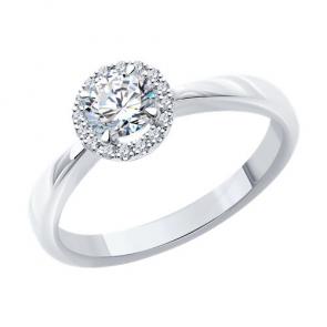 Кольцо из белого золота SOKOLOV с бриллиантом выращенным 9010166-5 фото