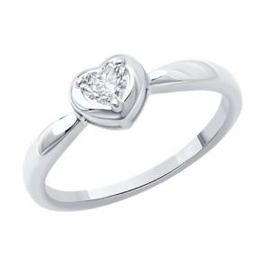 Кольцо из белого золота SOKOLOV с бриллиантом 9010167 фото