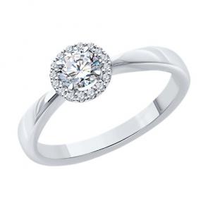 Кольцо из белого золота SOKOLOV с бриллиантом выращенным 9010169-5 фото