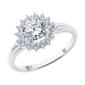 Кольцо из белого золота SOKOLOV с бриллиантом выращенным 9010179-5 фото