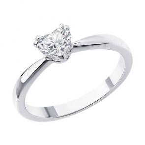 Кольцо из белого золота SOKOLOV с бриллиантом 9010181-47 фото