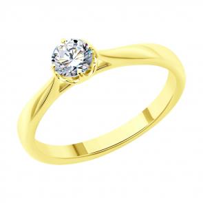 Кольцо из лимонного золота SOKOLOV с бриллиантом выращенным 9010190-5 фото