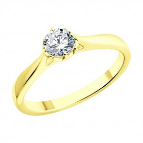 Кольцо из лимонного золота SOKOLOV с бриллиантом выращенным 9010191-5 фото