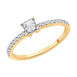 Золотое кольцо SOKOLOV с бриллиантом выращенным 9010204-5 фото