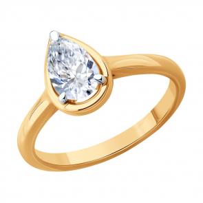 Золотое кольцо SOKOLOV с бриллиантом выращенным 9010210-5 фото
