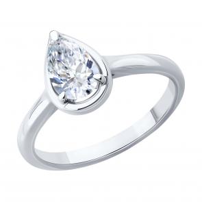 Кольцо из белого золота SOKOLOV с бриллиантом выращенным 9010211-5 фото