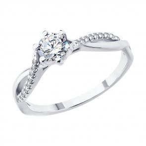 Кольцо из белого золота SOKOLOV с бриллиантом выращенным 9010221-5 фото