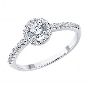 Кольцо из белого золота SOKOLOV с бриллиантом 9010232 фото