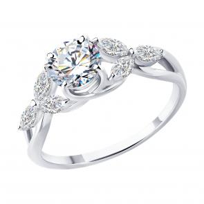 Кольцо из белого золота SOKOLOV с бриллиантом выращенным 9010234-5 фото