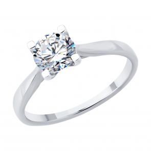 Кольцо из белого золота SOKOLOV с бриллиантом 9010243 фото