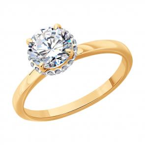 Золотое кольцо SOKOLOV с бриллиантом выращенным 9010249-5 фото