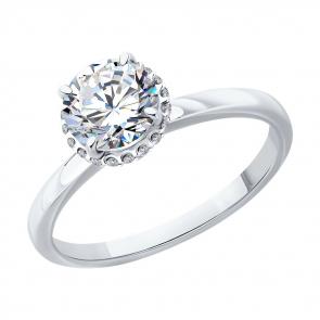 Кольцо из белого золота SOKOLOV с бриллиантом выращенным 9010250-5 фото