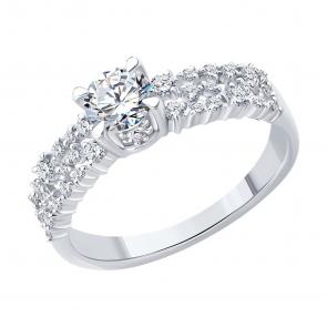 Кольцо из белого золота SOKOLOV с бриллиантом выращенным 9010264-3-5 фото