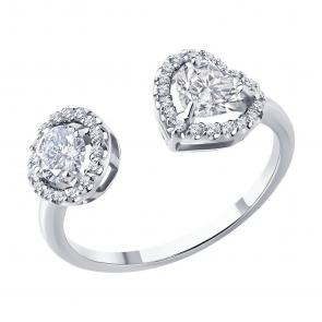 Кольцо из белого золота SOKOLOV с бриллиантом выращенным 9010272-3-5 фото