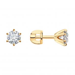 Золотые серьги SOKOLOV с бриллиантом 9020040-57 фото