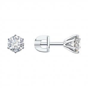 Серьги из белого золота SOKOLOV с бриллиантом 9020053-36 фото