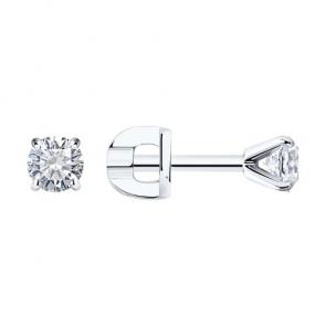 Серьги из белого золота SOKOLOV с бриллиантом выращенным 9020059-5 фото