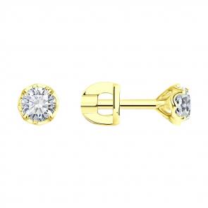 Серьги из лимонного золота SOKOLOV с бриллиантом выращенным 9020077-5 фото