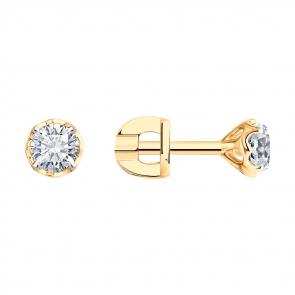 Золотые серьги SOKOLOV с бриллиантом выращенным 9020084-5 фото