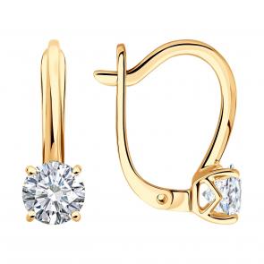 Золотые серьги SOKOLOV с бриллиантом выращенным 9020090-5 фото