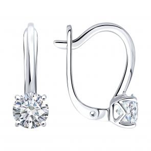 Серьги из белого золота SOKOLOV с бриллиантом выращенным 9020091-5 фото