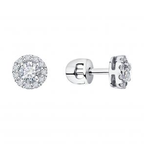 Серьги из белого золота SOKOLOV с бриллиантом 9020092 фото