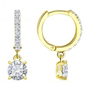 Золотые серьги SOKOLOV с бриллиантом выращенным 9020101-2-5 фото