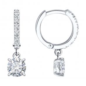 Золотые серьги SOKOLOV с бриллиантом выращенным 9020101-3-5 фото