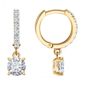 Золотые серьги SOKOLOV с бриллиантом выращенным 9020101-5 фото