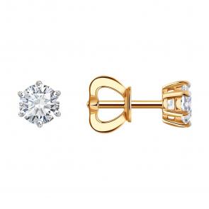 Золотые серьги SOKOLOV с бриллиантом выращенным 9020104-5 фото