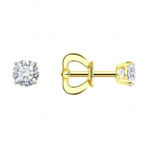 Золотые серьги SOKOLOV с бриллиантом выращенным 9020105-2-5 фото