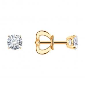 Золотые серьги SOKOLOV с бриллиантом выращенным 9020105-5 фото