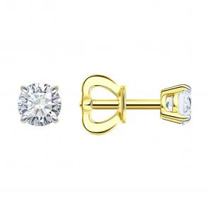 Золотые серьги SOKOLOV с бриллиантом выращенным 9020106-2-5 фото