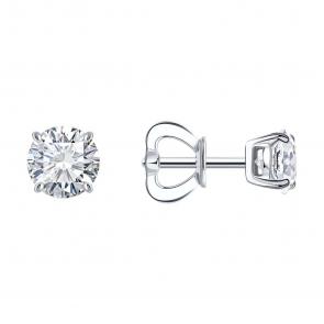 Золотые серьги SOKOLOV с бриллиантом выращенным 9020107-3-5 фото