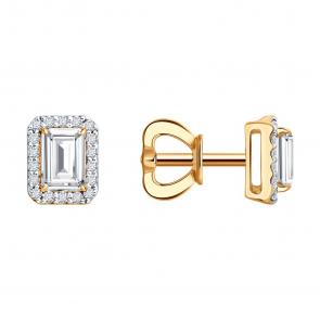 Золотые серьги SOKOLOV с бриллиантом выращенным 9020115-5 фото