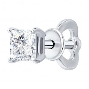 Одиночная серьга из белого золота SOKOLOV с бриллиантом выращенным 9170001-3-5 фото