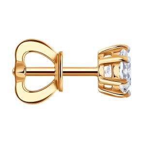 Золотые серьги SOKOLOV с бриллиантом выращенным 9170002-5 фото