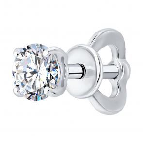 Одиночная серьга из белого золота SOKOLOV с бриллиантом выращенным 9170005-3-5 фото