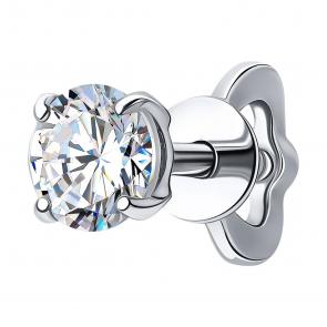 Одиночная серьга из белого золота SOKOLOV с бриллиантом выращенным 9170006-3-5 фото