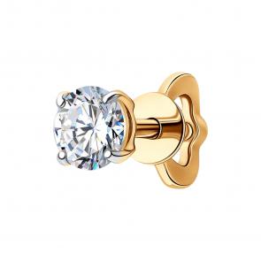 Золотые серьги SOKOLOV с бриллиантом выращенным 9170006-5 фото